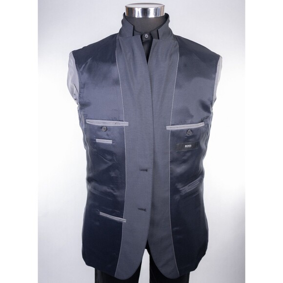 BOSS Hugo Boss Suit Jacket Sport Coat Blazer Sz 40L Striped Gray Wool 2-Button - Picture 8 of 14